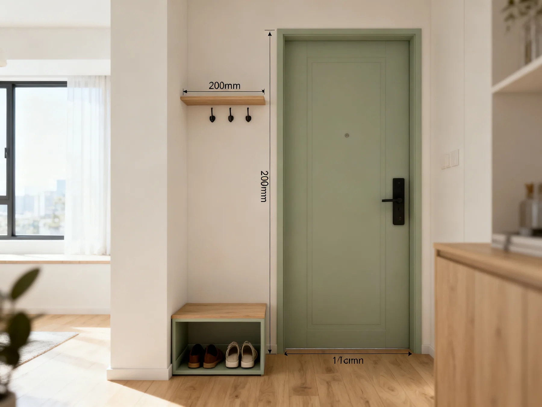 Even a tiny entrance needs a drop zone A compact apartment entrance with a slim 200mm wall shelf, three hooks and a shallow shoe rack all within a metre of the door